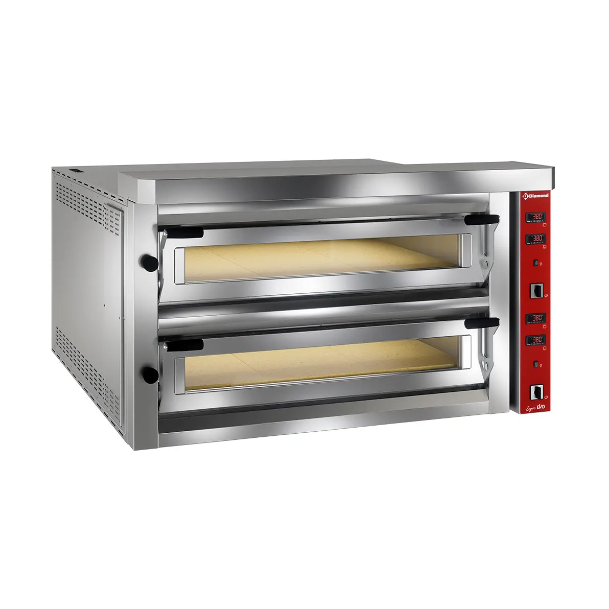 Four électrique à pizzas "extra large", 2x 9 pizzas 350mm - FULL pierre réfractaire 