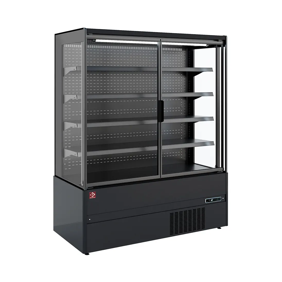 Meuble mural réfrigéré, libre-service, portes battantes - FULL BLACK - 866 x 665 mm