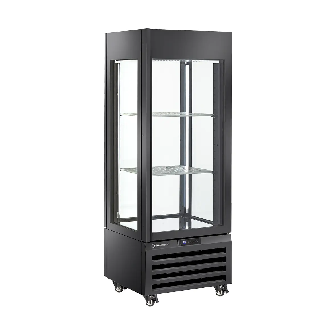 Vitrine "FULL vitrée" 440 Lt., 1 niveau + 2 étagères, ventilée - WINE - NOIR