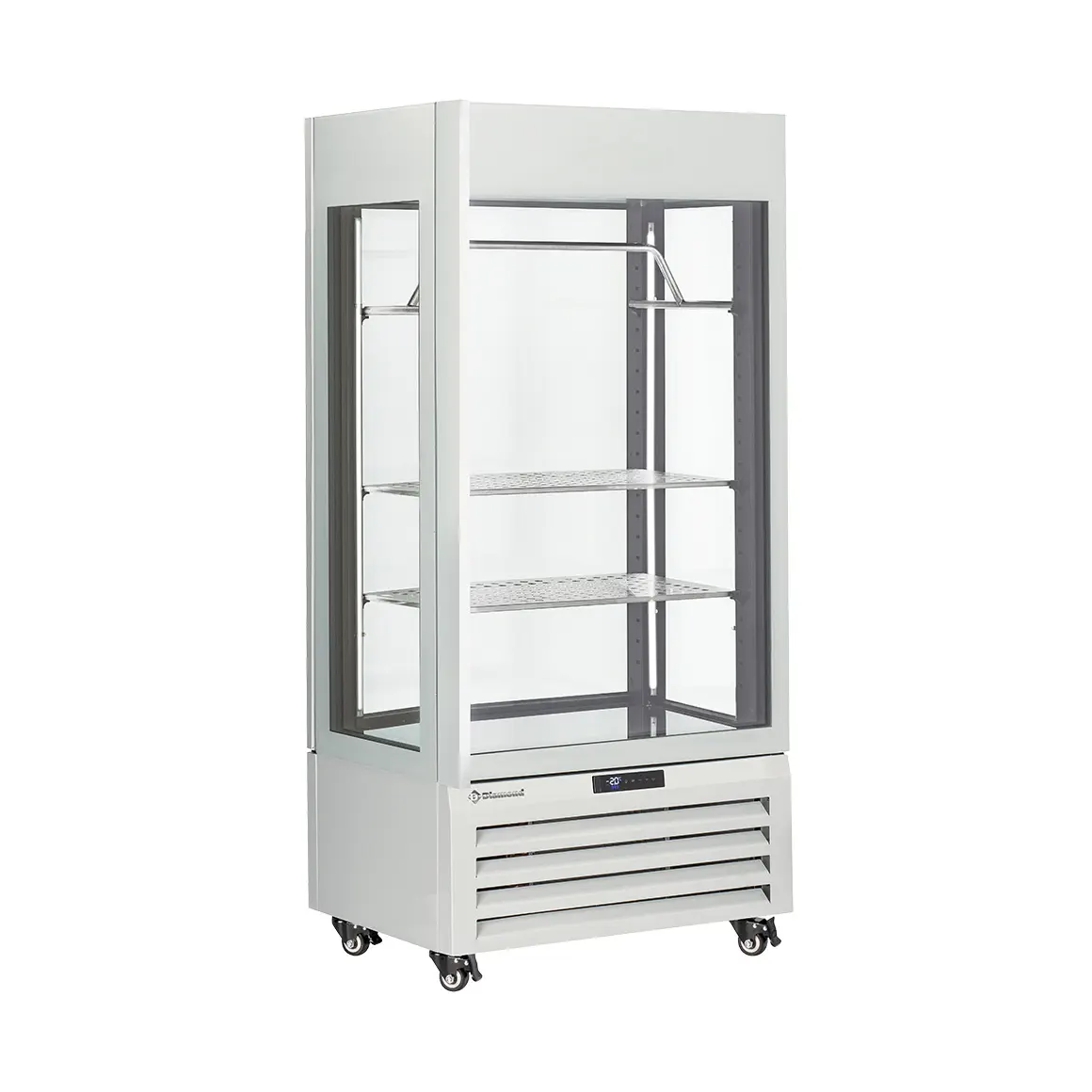 Vitrine "FULL vitrée" 600 Lt., 2 étagères & barre à viande, ventilée - MEAT - BLANC