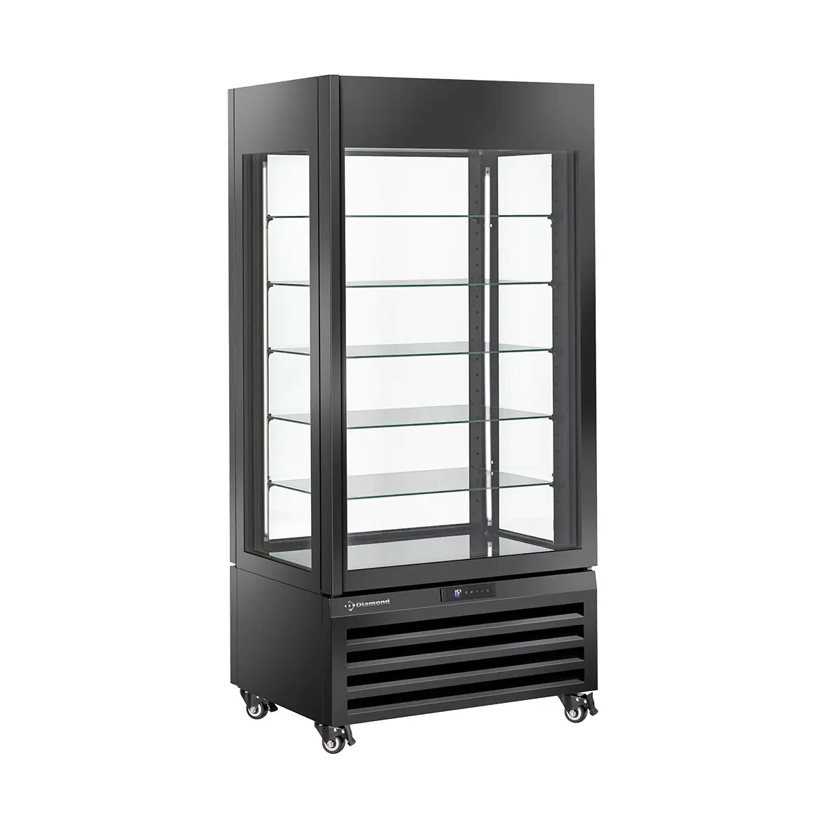 Vitrine "FULL vitrée" 600 Lt., 5 niveaux en verre, ventilée - CHOCOLATE - NOIR