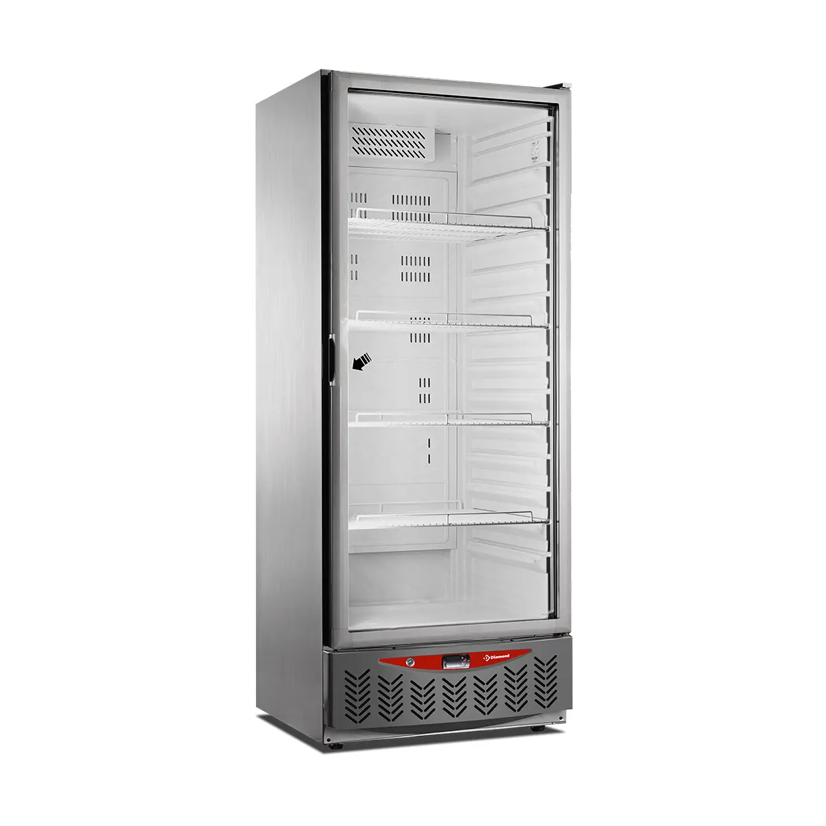 Frigo ventilé, 525 litres, vitrée, GN2/1+600x400, acier inox