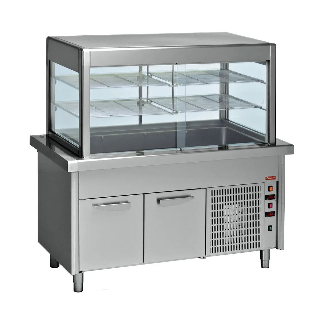 Elément top et vitrine réfrigerée sur armoire réfrigerée 4x GN 1/1