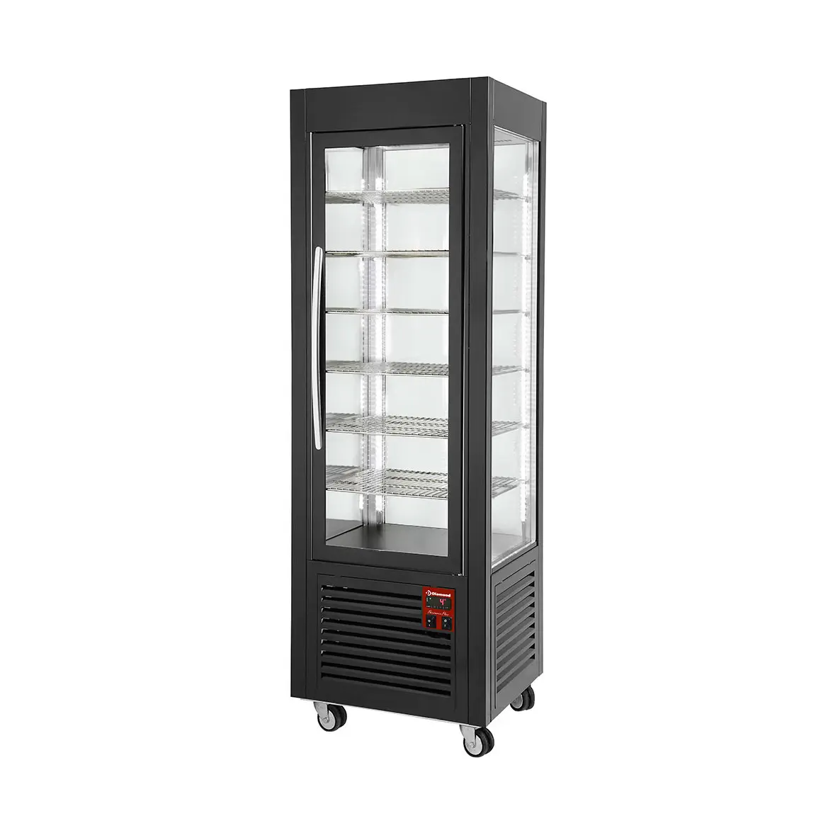 Vitrine panoramique, 5 grilles, ventilée, 360 LT, Noire