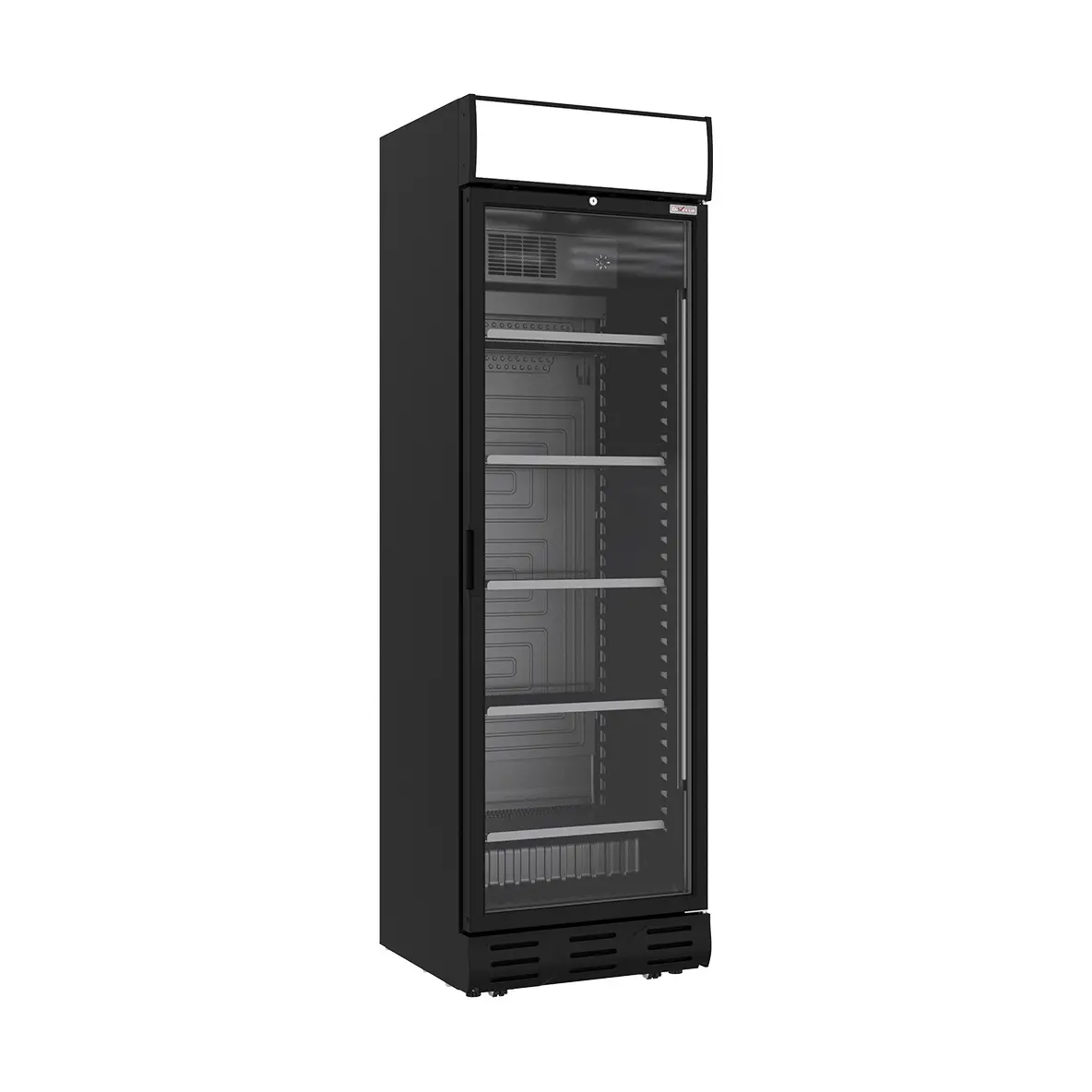 Vitrine ventilée positive 382 litres NOIRE avec caisson lumineux