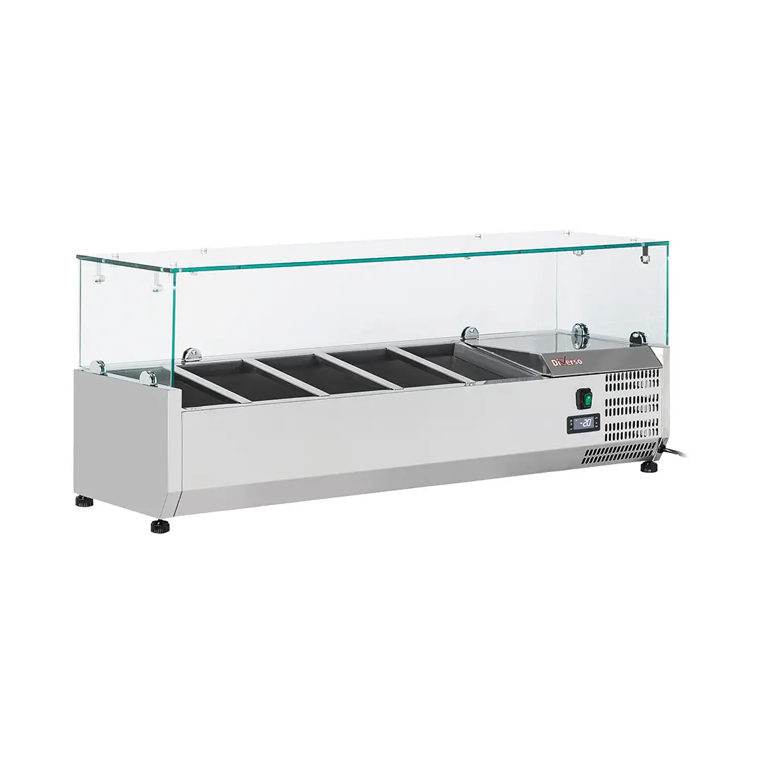 Structure réfrigérée 5x GN 1/4 - 150 mm, avec vitre - 1200 x 335 mm