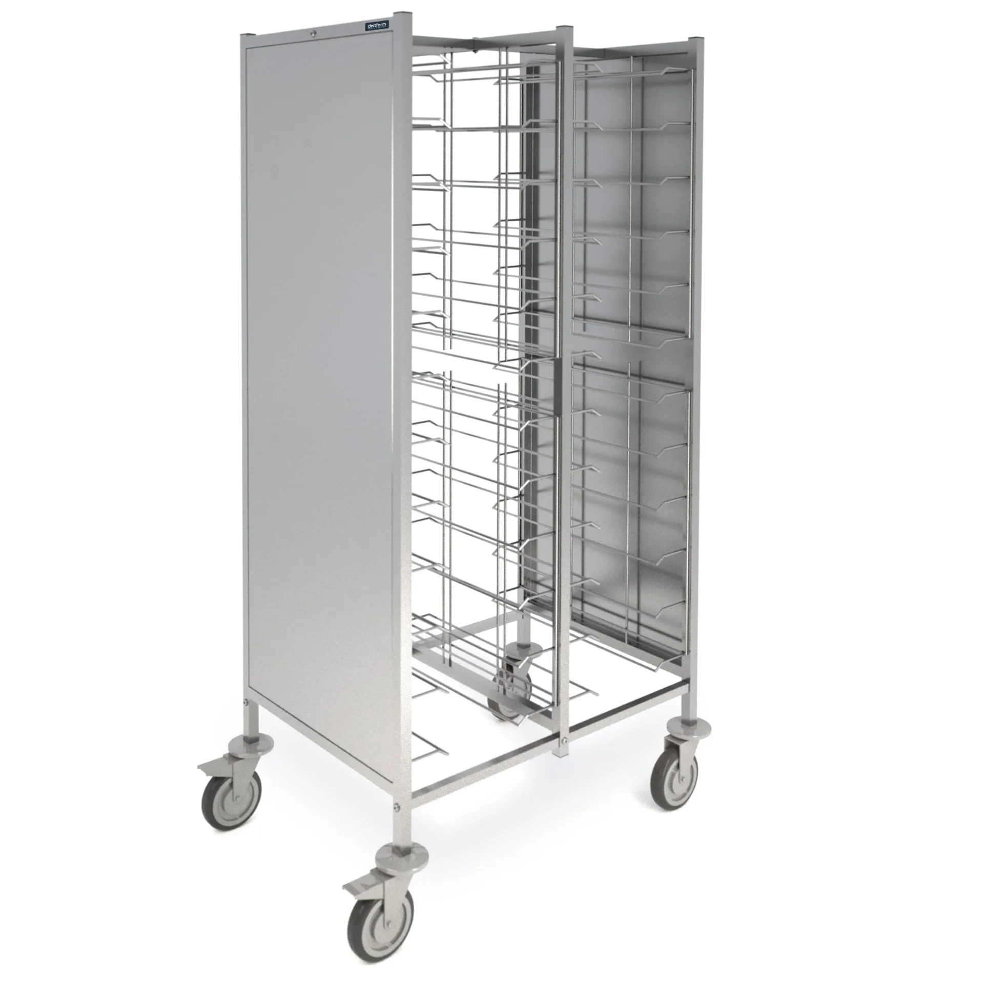Chariot à plateaux double fermé 970x650x1720 (12 + 12 paires de glissières)