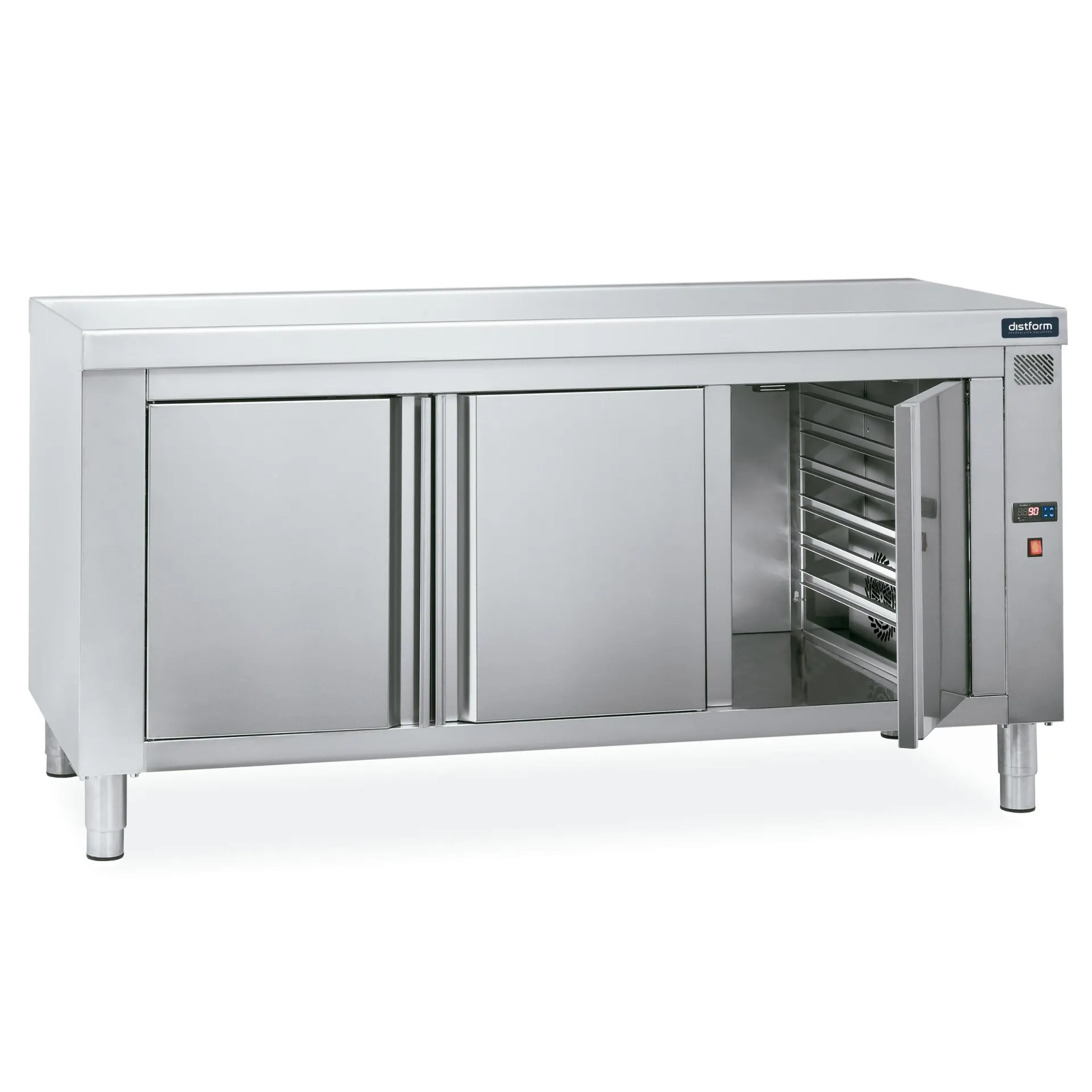Table chauffante centrale 1200x700x850 2 glissières GN 1/1 portes battantes