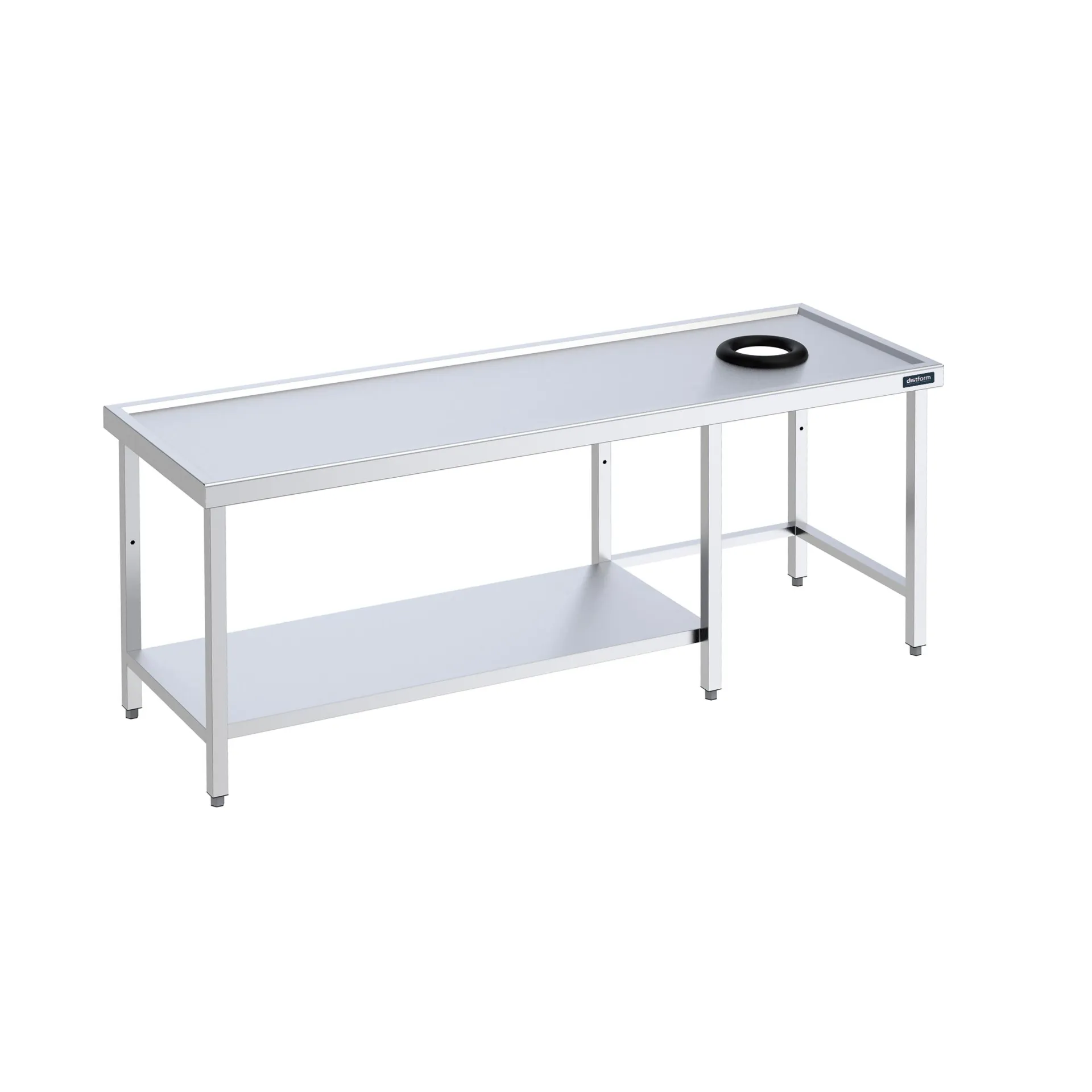 Table avec orifice vide-déchets 1800x700x850 et étagère