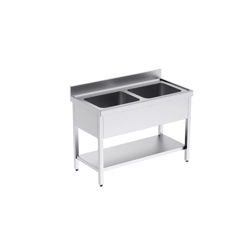 Bâti avec plonge 1200x700 double et étagère
