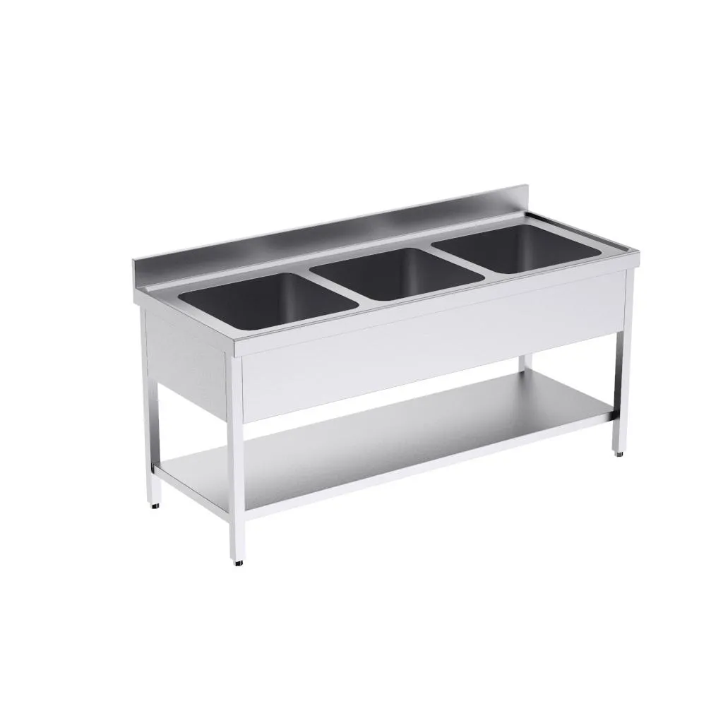 Bâti avec plonge 1800x700 triple et étagère