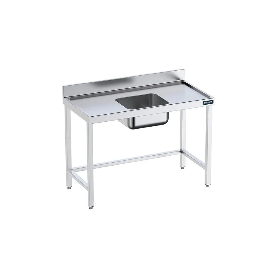 Table de 1600x600 avec bac C, bord anti-ruissellement et renforts