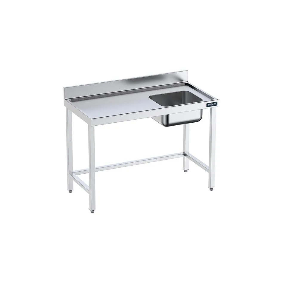 Table de 2000x600 avec bac D, bord anti-ruissellement et renforts