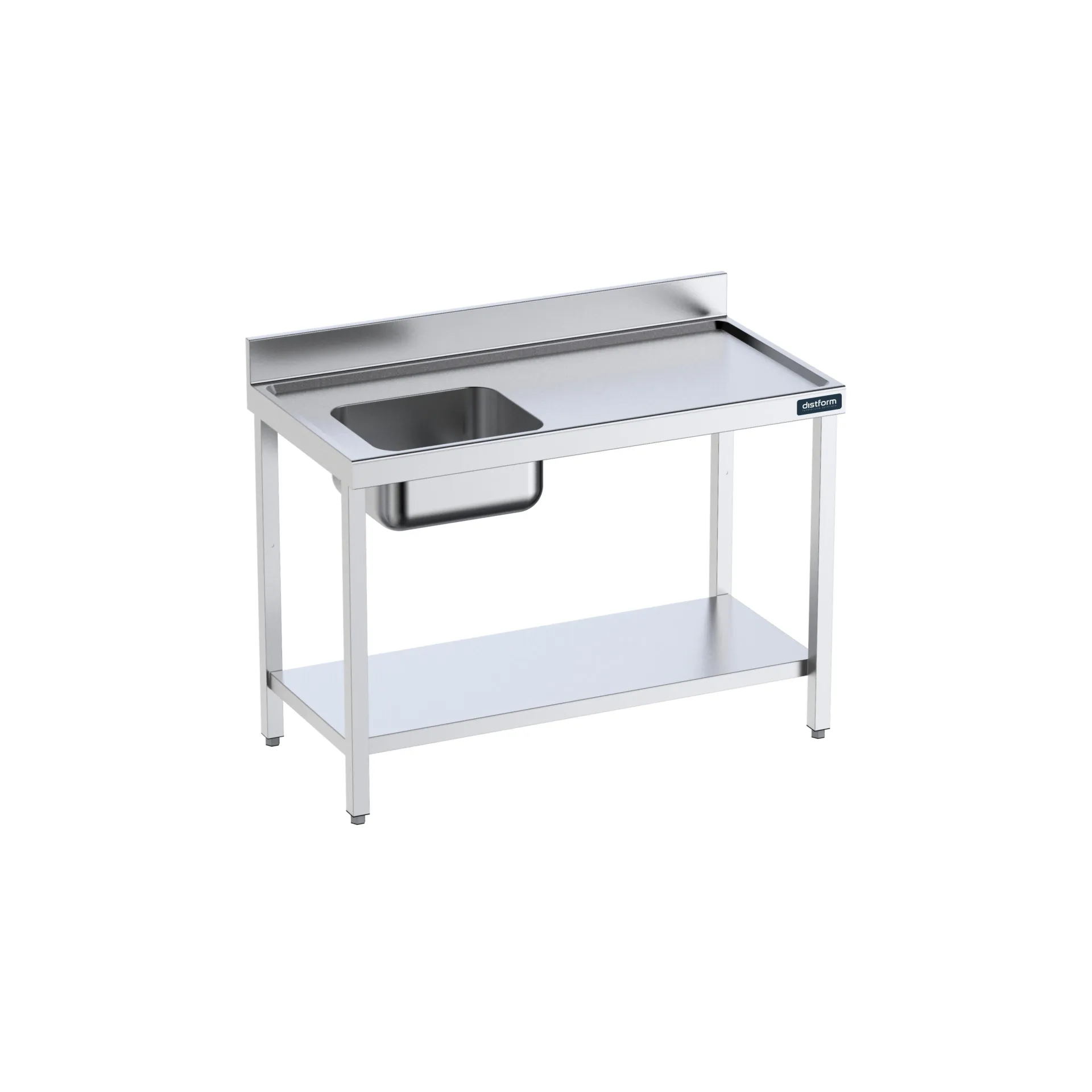 Table de 1000x600 avec bac G, bord anti-ruissellement et étagère