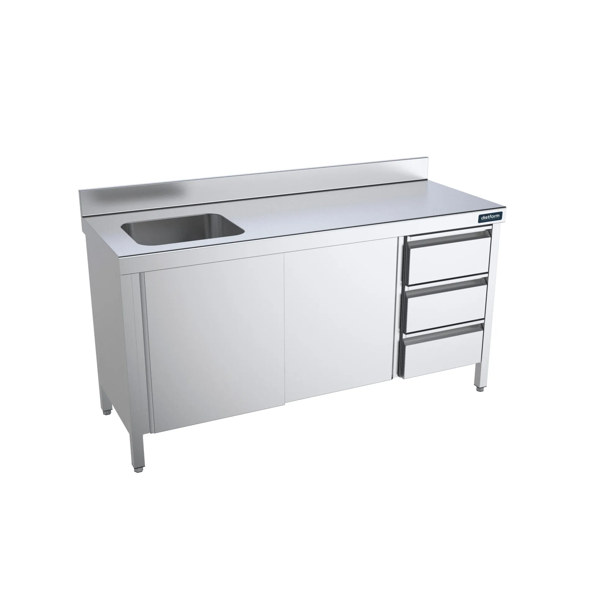 Table de 2400x600 avec portes, module et bac à gauche