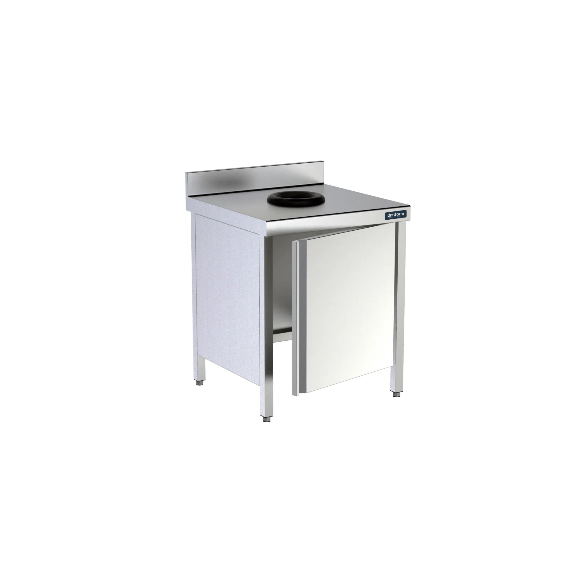 Table adossée 700x700 avec orifice vide-déchets