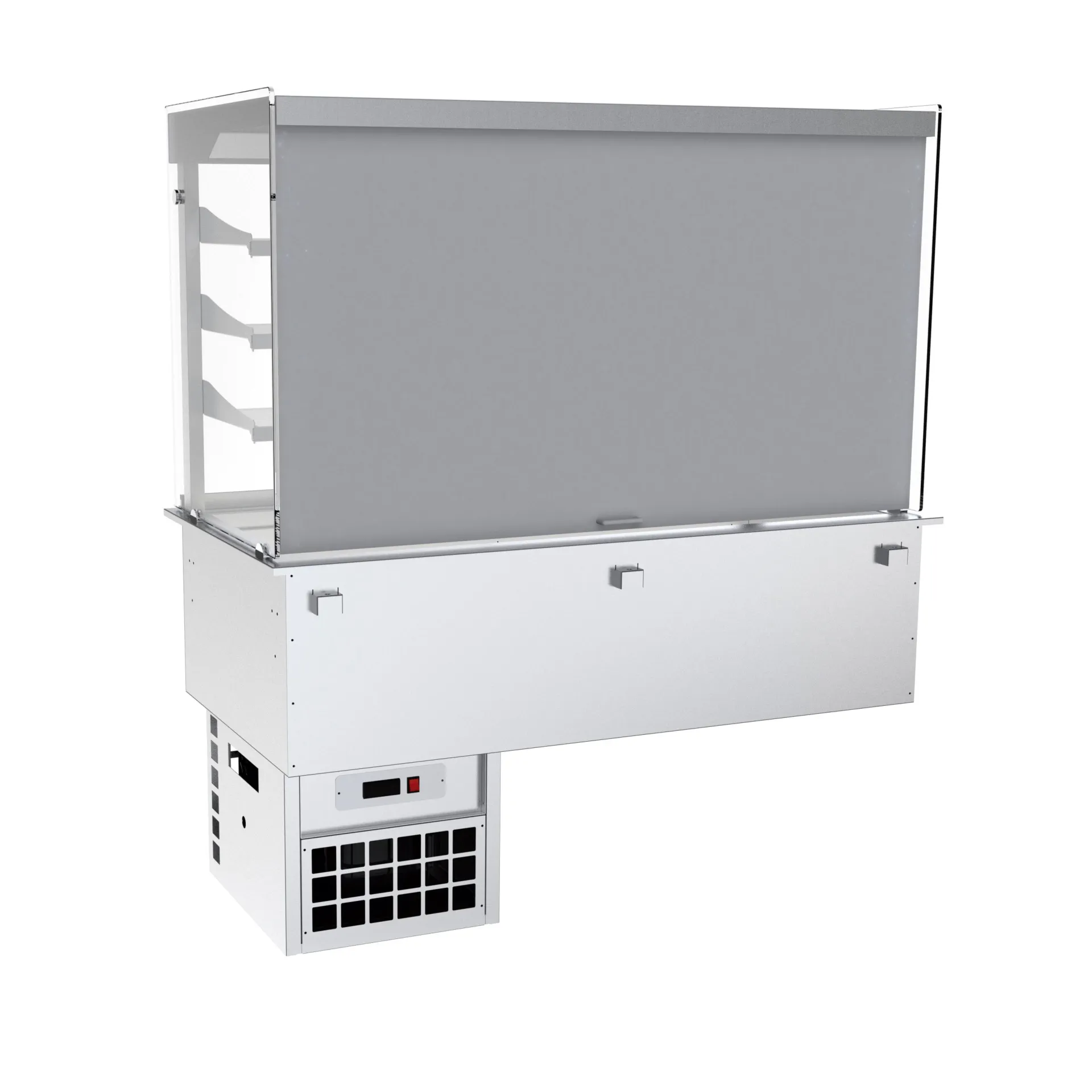 Vitrine buffet central droit réfrigéré avec thermo-rideau intégré GN 3/1