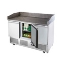 Meuble à pizzas GN1/1 - 3 portes - Dessus granit - 380L - Inox