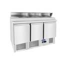 Meuble de préparation GN1/1 - 3 portes - Capot inox - 380L - Inox